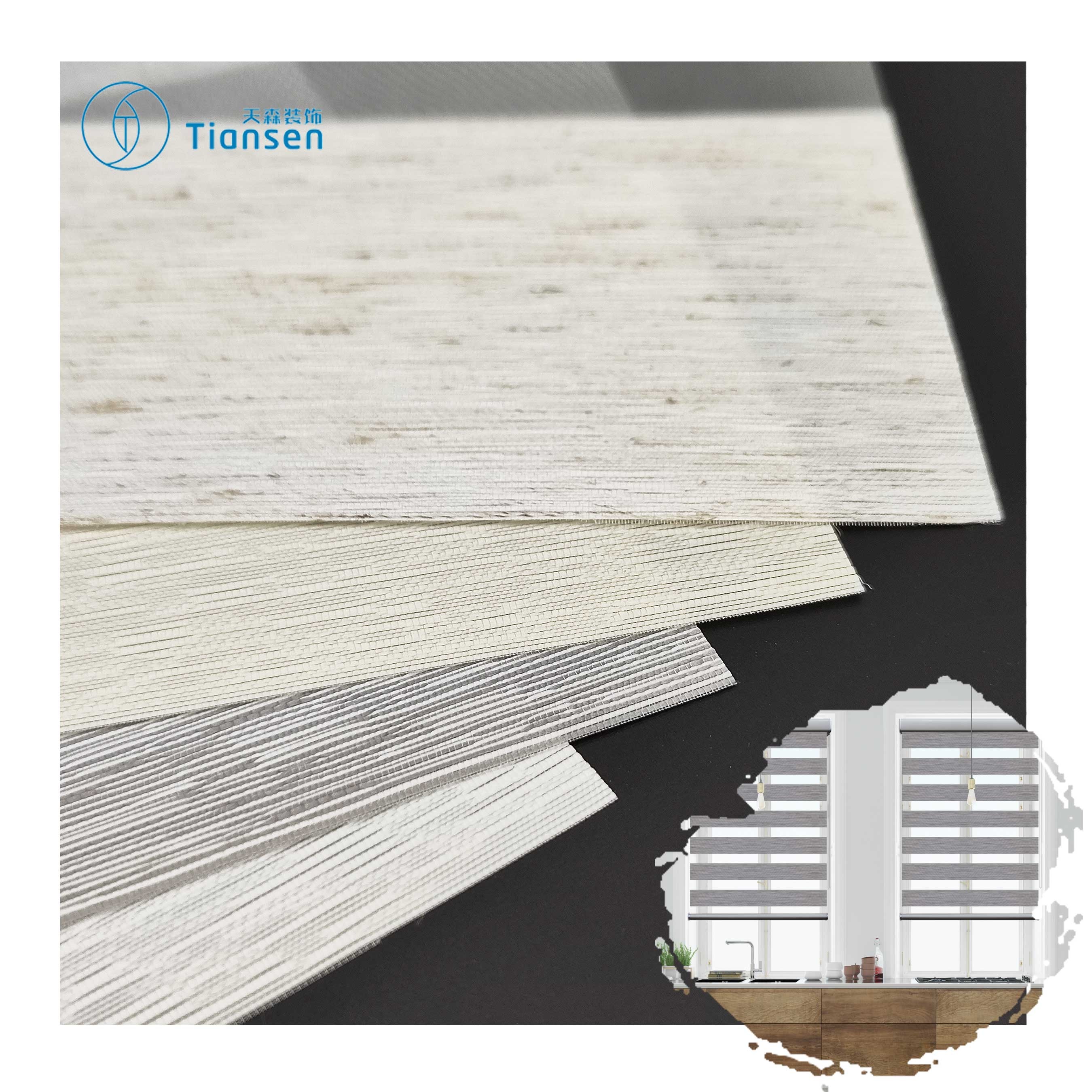 TC71 Woven 100% Polyester Blackout Shade Curtain Fabric with Anti-UV Protection Medium Weight for Window Blinds