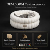 Coussin pour animaux de compagnie en peluche ondulée côtelée, double couche, avec rebord amovible, coussin intérieur moelleux, pour chat et petit chien, toutes saisons, lavable en machine, OEM