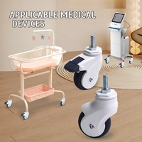 Roulettes de 3'', 4'', 5'' à roue unique, blanches, entièrement en plastique, verrouillables, en nylon, pour chariots de lit bébé, avec tige filetée M12