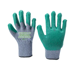 Construction 10G 2 Threads Latex Finish Construction Gloves Industrial Safety Coated Latex Working Gloves