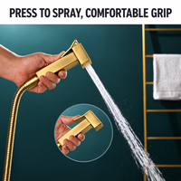 Ensemble de pulvérisateur de bidet portatif en or brossé, alliage de zinc, cartouche en céramique, pulvérisateur de toilette mural pour la vente en gros OEM ODM
