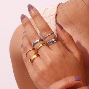 Fashion 18K Plated Gold Ring Simple Light Luxury Jewelry Stainless Steel Pigment Ring for Women - Product Image 3
