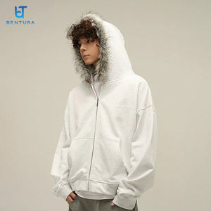 BENTURA Kapüşonlu Üreticisi Sürdürülebilir Ceket Düz Kalın Ağır Pamuklu Özel Nakış Logolu Fermuarlı Kürklü Kapüşonlular - Product Image 3
