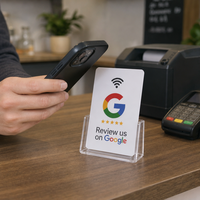 Carte NFC TapFive pour avis rapides avec puce NTAG213, étanche, pour restaurants/boutiques sur Google/TikTok/Instagram - Marque ecardlink