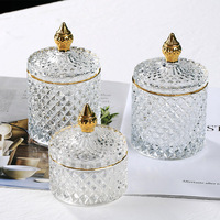 Bocaux en verre ronds rétro avec couvercle en verre, boîte de rangement transparente pour bijoux, pot à cotons-tiges, pot à thé, sucre, bonbons, emballage