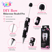 Pena Gel Tinta 0.5mm KAIX Premium Grosir Siap Pakai Warna Hitam dengan Hiasan Pita Berlian Imitasi dan Manik-manik untuk Hadiah Valentine Anak Perempuan