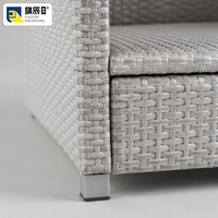 Ensemble de canapé modulaire d'extérieur en rotin PE gris argenté en forme de U avec table basse