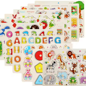 Puzzle 3D in Legno Montessori con Figure di Animali Cartoon e <span class=keywords><strong>Alfabeto</strong></span>, Giochi da Tavolo per l'Educazione Precoce dei Bambini, Giocattoli per Ragazzi e Ragazze - Product Image 1