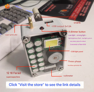 6V 12f <span class=keywords><strong>DIY</strong></span> <span class=keywords><strong>Hand</strong></span> Crank Máy phát điện xách tay khẩn cấp USB sạc điện thoại di động sạc cắm trại Máy phát điện cho du lịch ngoài trời - Product Image 6