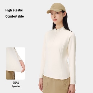 Maglietta da <span class=keywords><strong>donna</strong></span> Casual da esterno a manica lunga foderata in pile 2024 <span class=keywords><strong>camicie</strong></span> antibatteriche ad alta elasticità per l'escursionismo sportivo - Product Image 5