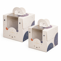 Personalisierte Logo-Geburtstagsverpackung Kuchenbox Karton Cupcake-Gebäck-Bäckerei-Kuchenpapierbox-Verpackung mit Griff und Fenster