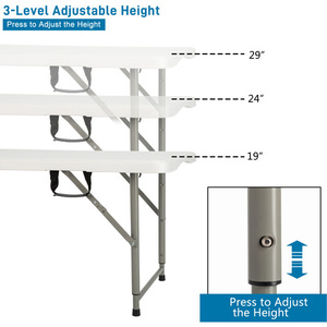 Mesa de comedor plegable portátil Db de 4 pies, rectangular, de metal, para patio y camping. - Product Image 6