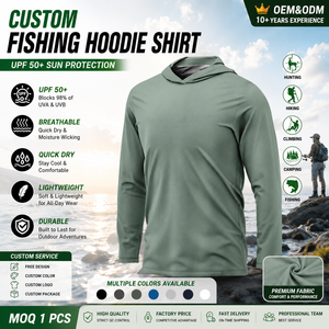 Customized Dropshipping UPF 50 Quick Dry Fishing Sunscreen Hoodie Summer Men's Ultra Thin Sports Fishing Shirts Long Sleeve Tops