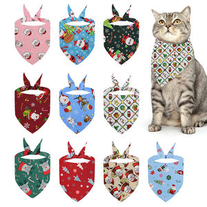 Joymay Bandanas élégants personnalisés en polyester/coton/bambou pour chats de compagnie Père Noël imprimés 40X40X60 écharpes de Noël pour chiens été - Product Image 2