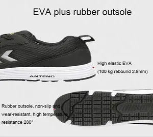 Chống đập chống tĩnh điện & chống đâm thủng da sợi nhỏ màu đen & giày an toàn lưới thoáng khí