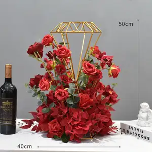 Nicro altın Metal demir zanaat hidroponik dereotu silindir çerçeve çiçek vazo ev masa Centerpieces dekorasyon düğün elmas şekli