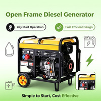Für Geschäfte und Zuchtbetriebe Offener Rahmen Luftgekühlter Dieselgenerator 5kW Elektrostart Ein- und Dreiphasig Tragbar