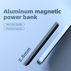 Slim Aluminum 5000mAh Fast Charge 15W Portable Powerbank Magnetic Wireless Charging <b>Mini</b> Power Banks Custom Logo for Phone - Product Image 3