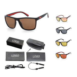 カスタムロゴ快適ビンテージスクエアレトロスポーツサングラスUV400偏光ランニング釣りゴーグル男性用ユニセックスブラック - Product Image 1