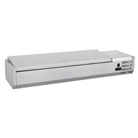 Réfrigérateur-bar commercial portable vertical en acier inoxydable électrique pour station de buffet extérieure de camping-car avec compresseur pour sauces et garnitures