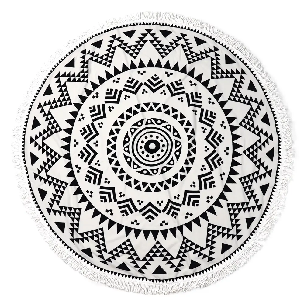 Bestehende Lager Amazon Mandala Sublimation Mikro faser Runde Strand tuch Großhandel Strand tuch Runde mit Logo benutzer definierte Druck