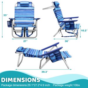 Sillas de <span class=keywords><strong>Playa</strong></span> Plegables Tipo <span class=keywords><strong>Mochila</strong></span>, Resistentes, para Camping, <span class=keywords><strong>con</strong></span> Bolsillos Grandes y Portavasos, Precio al por Mayor - Product Image 3