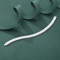 Chaîne tennis classique en argent sterling 925 avec double rangée de zircone cubique de 3,5 mm, bijoux unisexes en gros