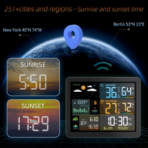 Moniteur météo électronique numérique pour la maison, station météo connectée pour une utilisation intérieure et extérieure avec thermomètre et hygromètre - Product Image 3