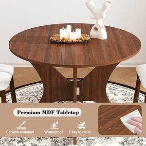 Ensemble de table <span class=keywords><strong>à</strong></span> manger pliante en placage de chêne imperméable de 43 pouces avec 2 chaises, ensemble gain de place pour l'intérieur et l'extérieur - Product Image 4