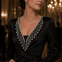 Applique 3D en fer et strass faite à la main, avec franges, chaîne à pampilles et garniture en cristal, pour robes, fournitures de loisirs créatifs, mariage, DIY, Noël