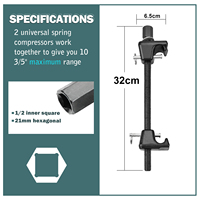2 compresseurs de ressorts hélicoïdaux MacPherson robustes avec embout carré de 1/2 po et embout hexagonal de 13/16 po pour amortisseurs, noirs