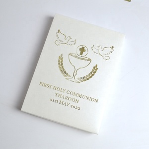 Carte d'invitation de première communion de croix découpée au laser avec boîte d'invitation de calice de baptême personnalisée - Product Image 2