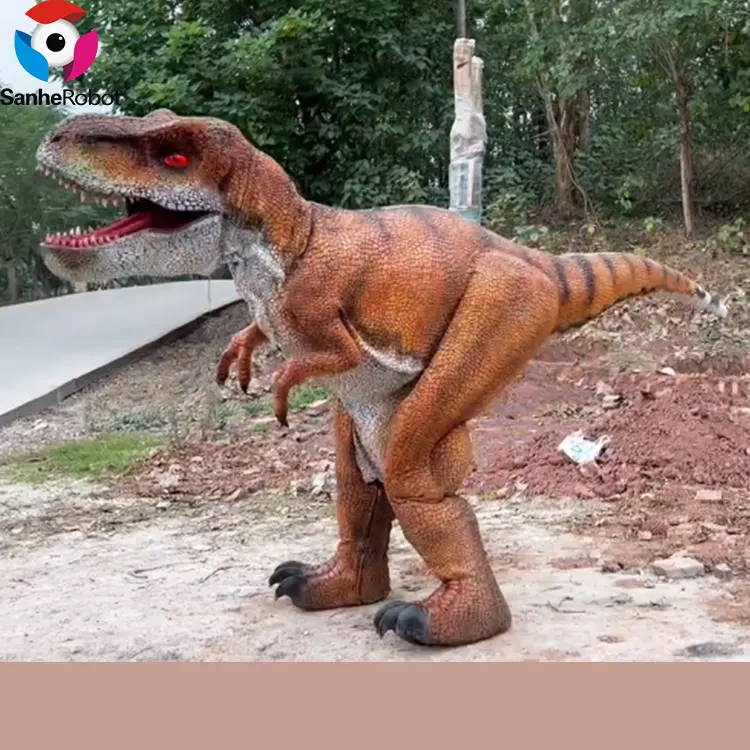 Animatronic meccanico robot walking dinosaur costume realistico raptor dinosaur suit costume triceraptor in vendita