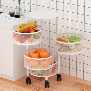 Morgie 3/4/5 niveaux cuisine support de rangement en métal 360 degrés rotatif étagère roues fruits légumes polyvalent <span class=keywords><strong>paniers</strong></span> en acier pour - Product Image 6