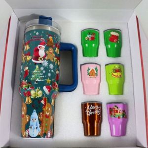 Wholesale 30oz 40oz Outdoor Mugs Christmas Wine Tumbler <b>Gift</b> Set 40oz Tumbler with Handler 2oz Mini Tumbler - Product Image 3