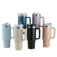 Gobelet isotherme à double paroi de 40 oz avec paille, grande capacité, en acier inoxydable, pour voyage, plusieurs couleurs