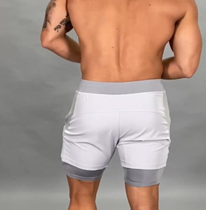 Shorts de sport pour hommes à séchage rapide 2 en 1, double couche, respirants, résistants à l'usure, avec poches cachées pour téléphone - Product Image 3