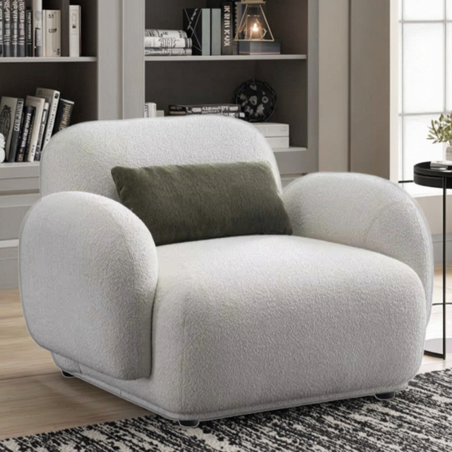 Traditional Square Design Customizable Color Teddy Arm Chair 1-seat Living Room Sofa with Flared Rolled Arms