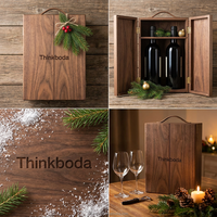 Coffret Cadeau de Luxe en Bois de Noyer Personnalisé pour Deux Bouteilles de Vin – Solution Agence de Conception Intégrée pour Cadeaux de Noël