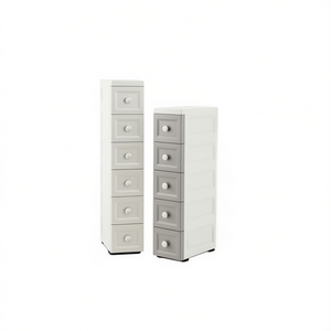 Armoire de rangement en maille blanche à 5 tiroirs 33x15x85cm, organisateur gain de place pour magasin, montage facile, unité de tiroirs en plastique durable - Product Image 1