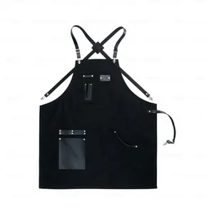 Mulit Packet Barber Apron With Leather Pocket And Shoulder Strap Work Tool Or Antifouling Barber Apron