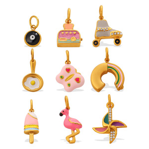 Colgante de acero inoxidable de formas mixtas para hacer pulseras, accesorios de joyería DIY, patrón de ojo de demonio de flamenco - Product Image 5