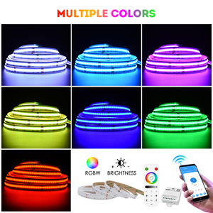 RGBW FCOB COB <b>LED</b> Strip Light 16.4ft/5m 24V 896LEDs/m 5Pin 1 12mm Width Multicolor Flexible Cob <b>Led</b> Strip - Product Image 5