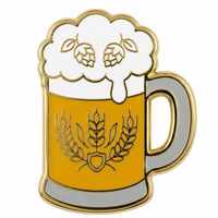 Broche de revers personnalisée en alliage de zinc, en émail dur lisse doré, motif tasse de bière, pour les festivals internationaux de brasseries artisanales