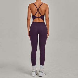 <span class=keywords><strong>Tuta</strong></span> <span class=keywords><strong>sportiva</strong></span> sexy da <span class=keywords><strong>donna</strong></span> con schiena scoperta e dettagli incrociati, aderente, estiva, per palestra, fitness e yoga - Product Image 3