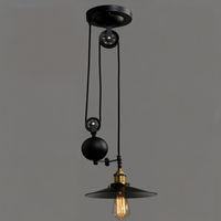 Lampes suspendues industrielles vintage américaines en fer avec poulie, décoration artistique pour cafés, bars, salles à manger et magasins de vêtements