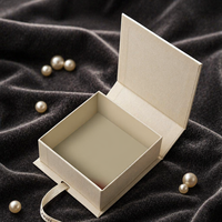 Boîte cadeau rigide bleu marine avec ruban pour bijoux, logo personnalisé