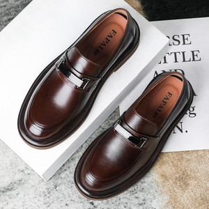 FAPAI.EC Mocassins en cuir pour hommes, en cuir de vachette pleine fleur, semelle souple, chaussures décontractées et habillées à talon bas pour adultes - Product Image 3
