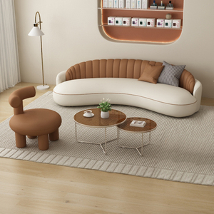 Divano Curvo Stile Crema per Reception di Saloni di Bellezza, Negozi di Abiti da Sposa, Piccoli Appartamenti, Forma Creativa Speciale per <span class=keywords><strong>Soggiorno</strong></span> - Product Image 2