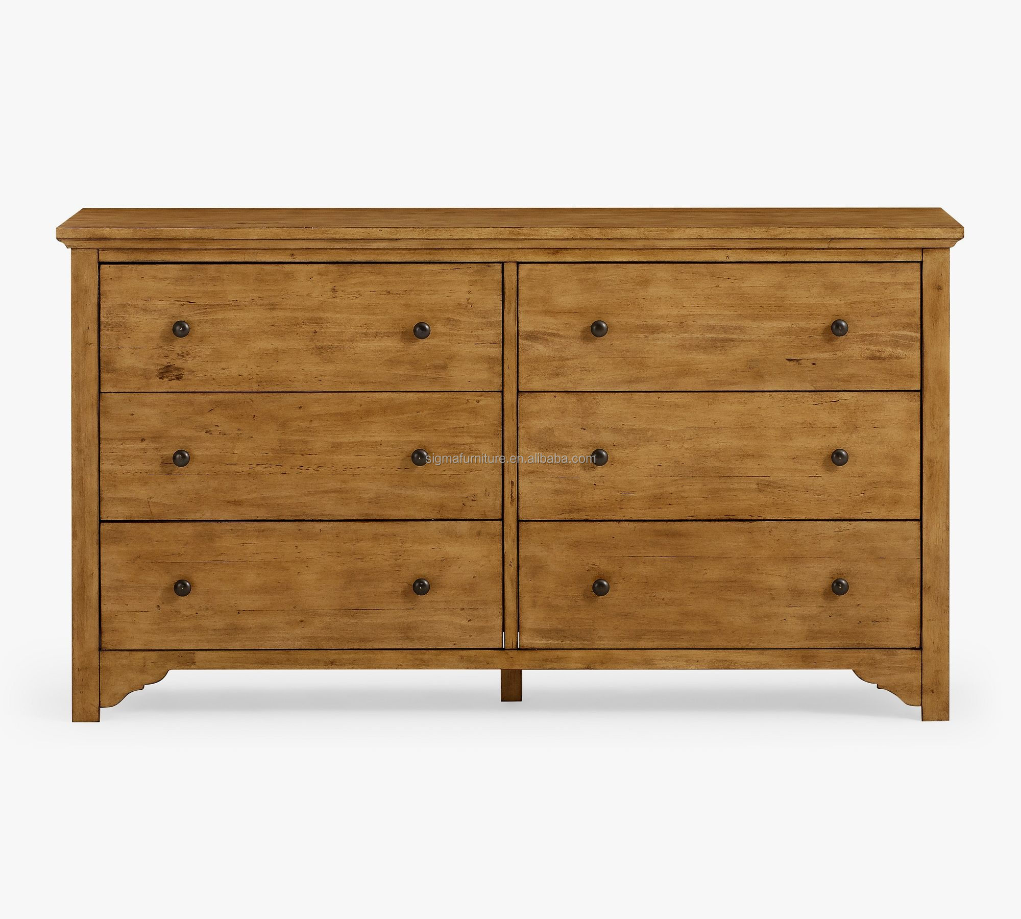 Heritage Farmhouse 6-Drawer Dresser Villa bedroom furniture drawer dresser cupboard chests cabinet